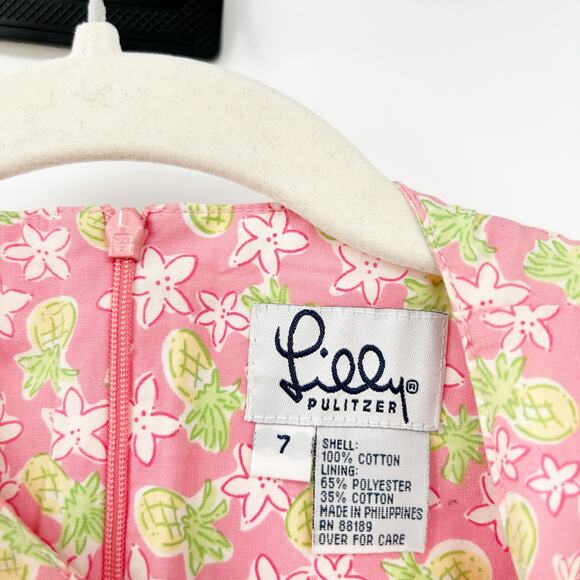 Lilly Pulitzer Girls Boho Summer Tropical Pineapple Floral Print Tank Top Size 7 - Picture 3 of 6